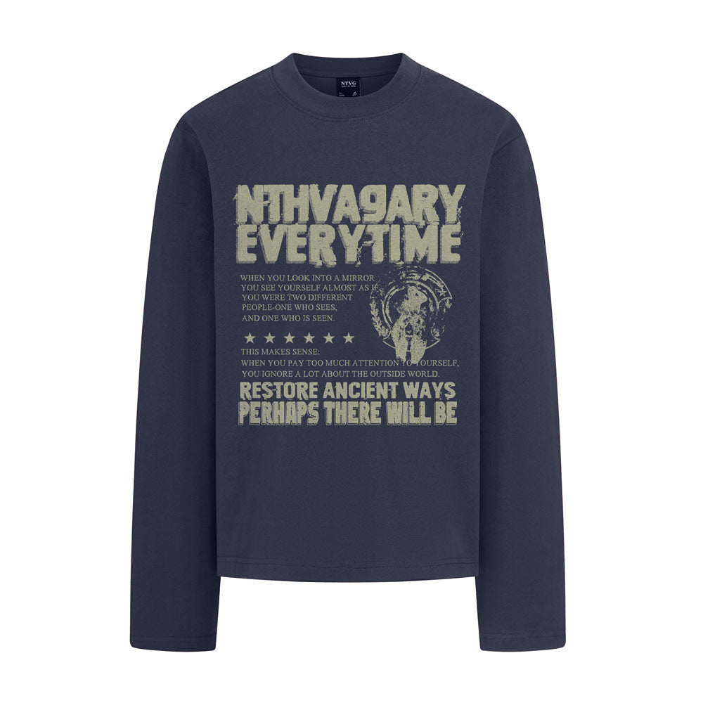 Long Sleeve Graphic Print Oversized Crew Neck Tee – NTHVAGARY Everytime