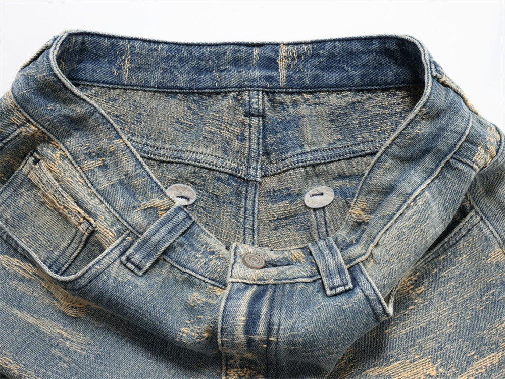 Vintage Baggy Jeans Men – Heavy Distressed Wide-Leg Straight Denim Pants