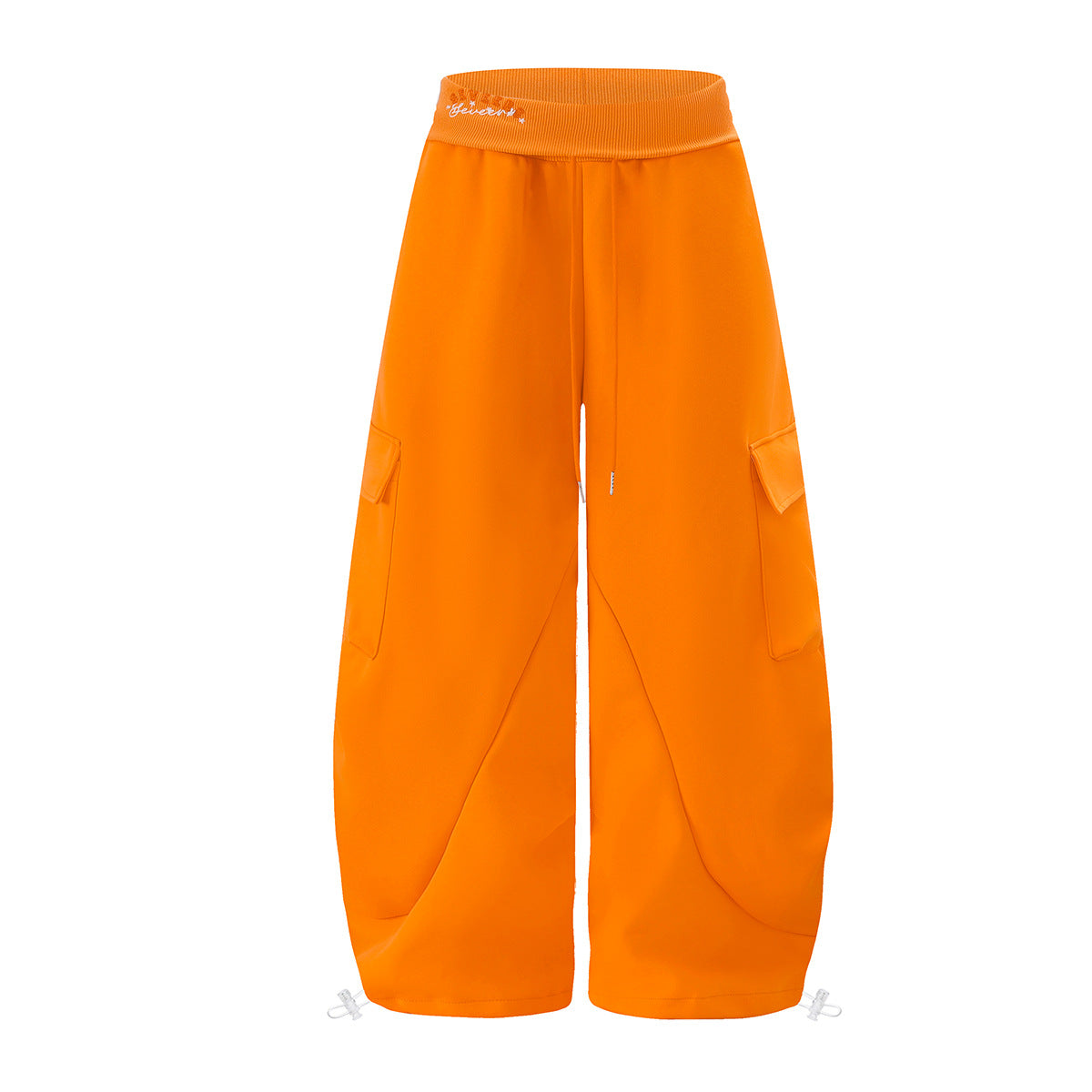Damen-Cargohose im Baggy-Schnitt mit weitem Bein – Jogginghose mit geschwungenen Nahtdetails