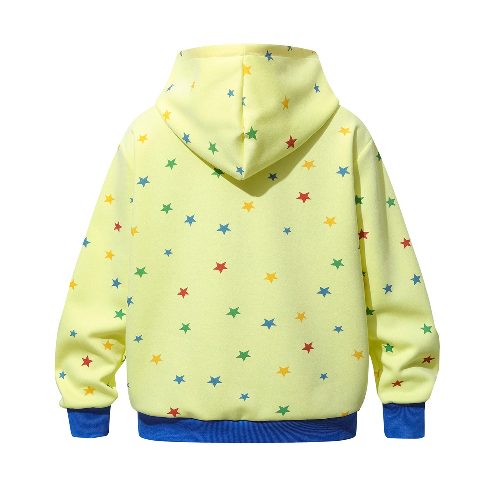 Hoodie mit Allover-Regenbogen-Sternenprint, Reißverschluss und kontrastierenden blauen Details