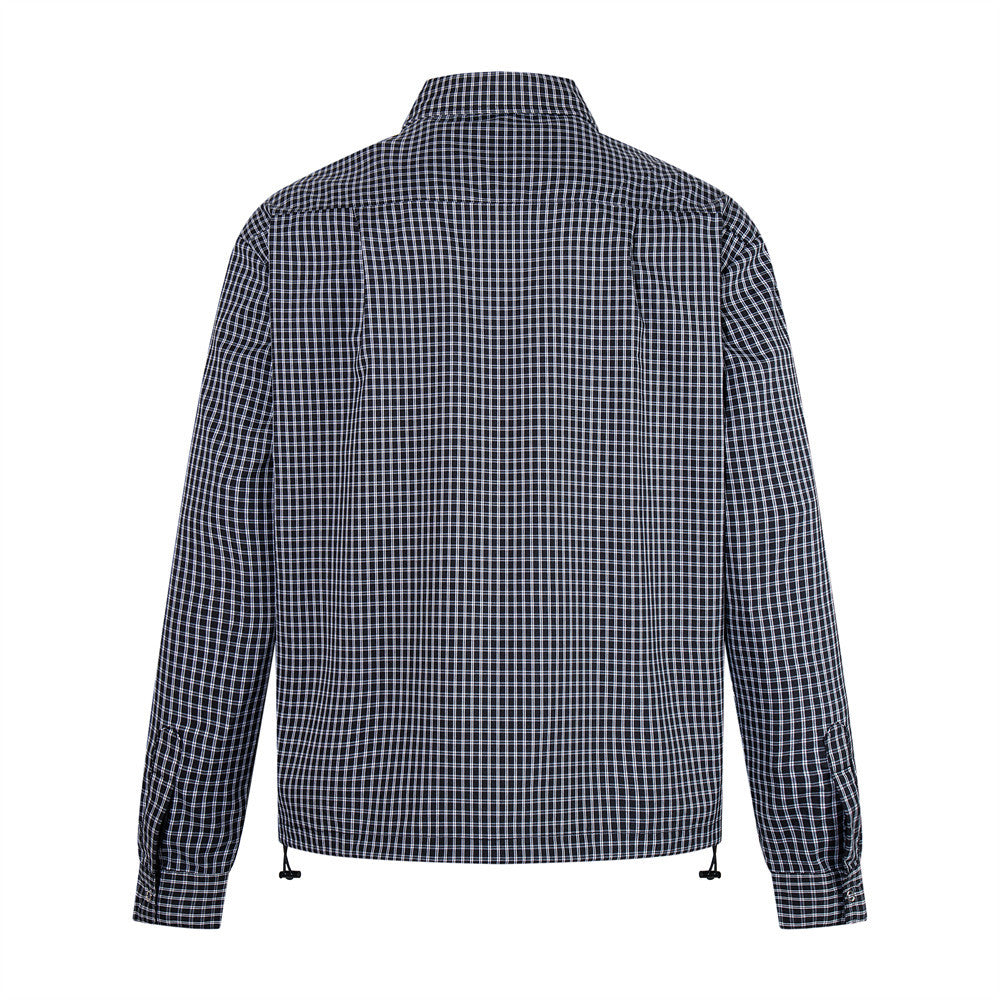 Plaid Long-Sleeve Shirt – Oversized Fit with Drawstring Hem