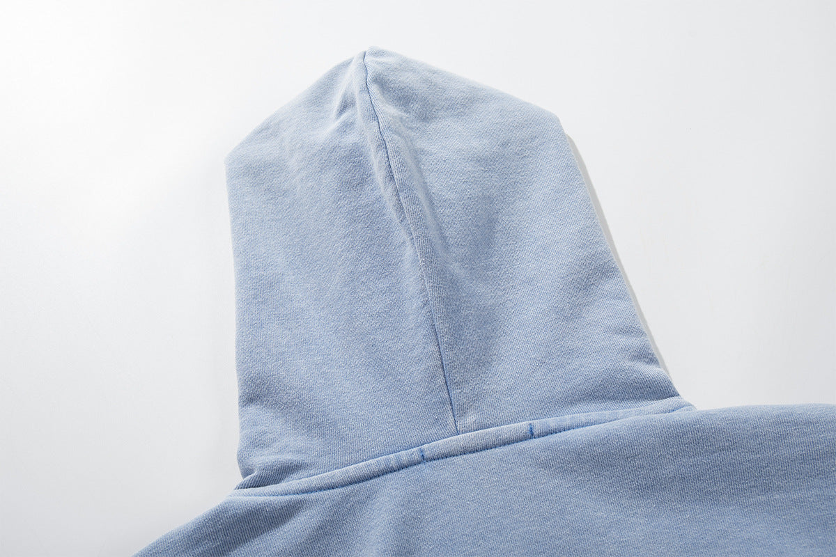 Oversize Zip Up Hoodie Vintage Acid-Washed Distressed Decide Graphic Full-Zip