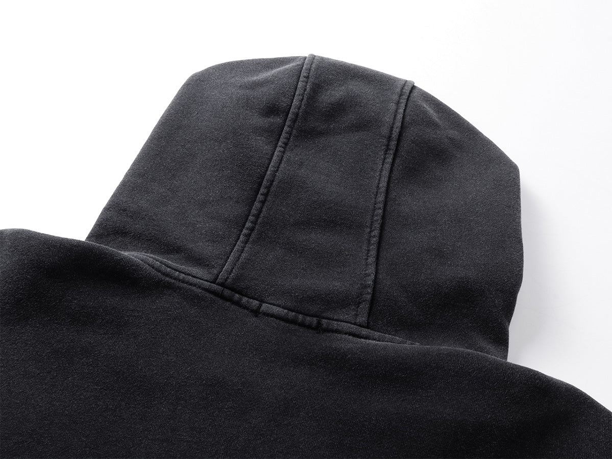 Veste à capuche zippée à multiples poches – Délavage acide vintage