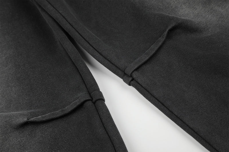 Pantalon de survêtement wide leg – Baggy streetwear américain noir délavé et brodé