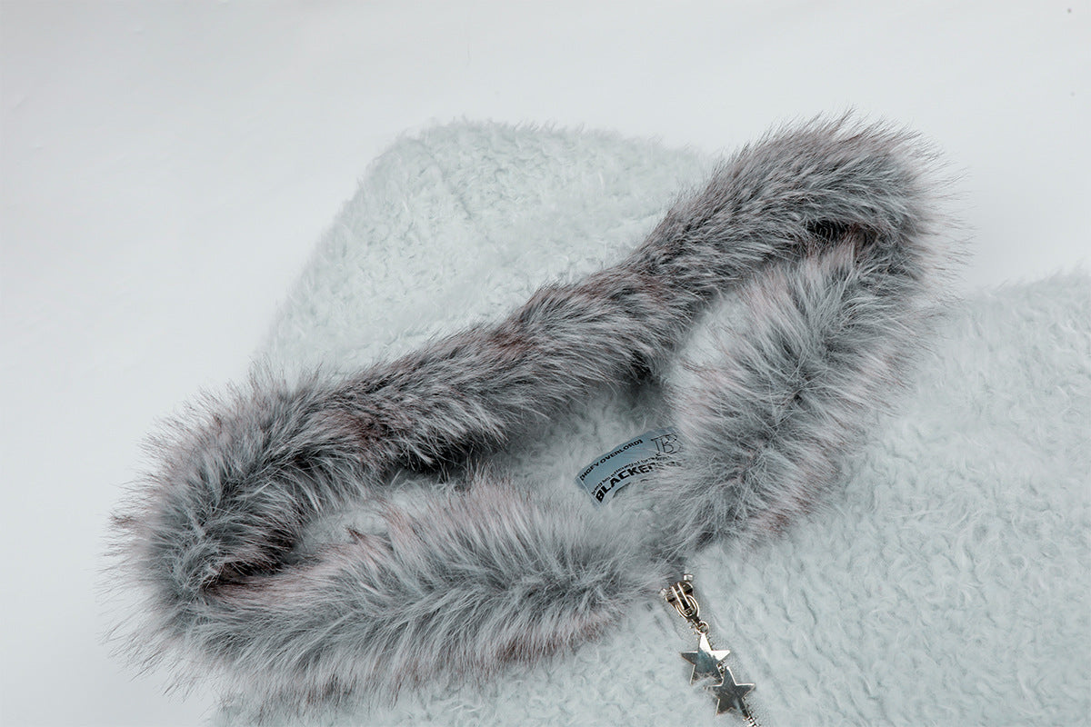Veste bomber sherpa à capuche moelleuse avec bordure en fausse fourrure