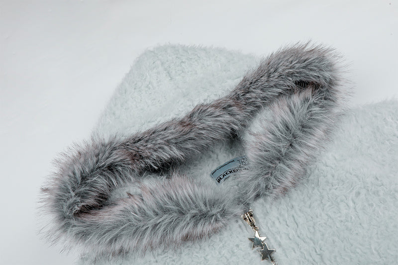 Veste bomber sherpa à capuche moelleuse avec bordure en fausse fourrure