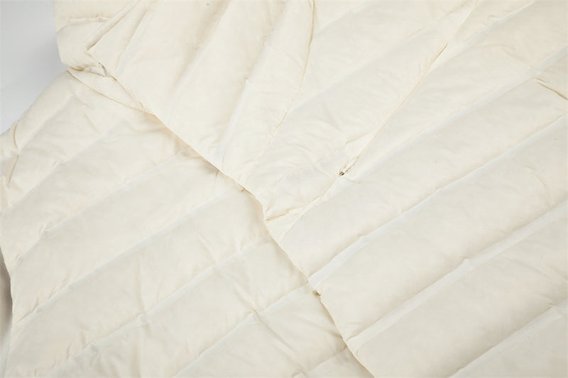 Men's Asymmetric Stand Collar Quilted Down Jacket – Diagonal Placket Puffer Coat
