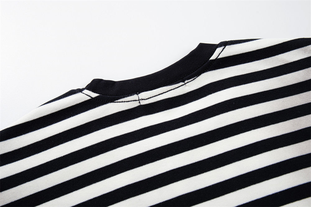 Striped Long-Sleeve Tee with Punk Graphic Print – Relaxed Fit