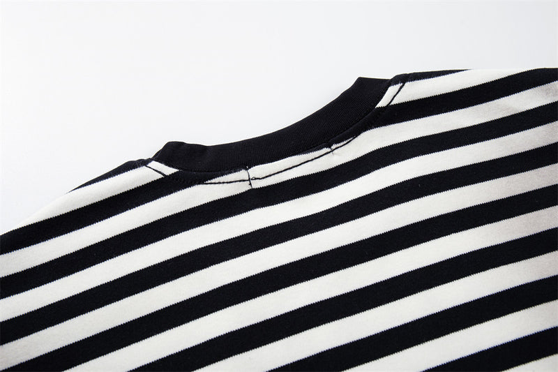 Striped Long-Sleeve Tee with Punk Graphic Print – Relaxed Fit