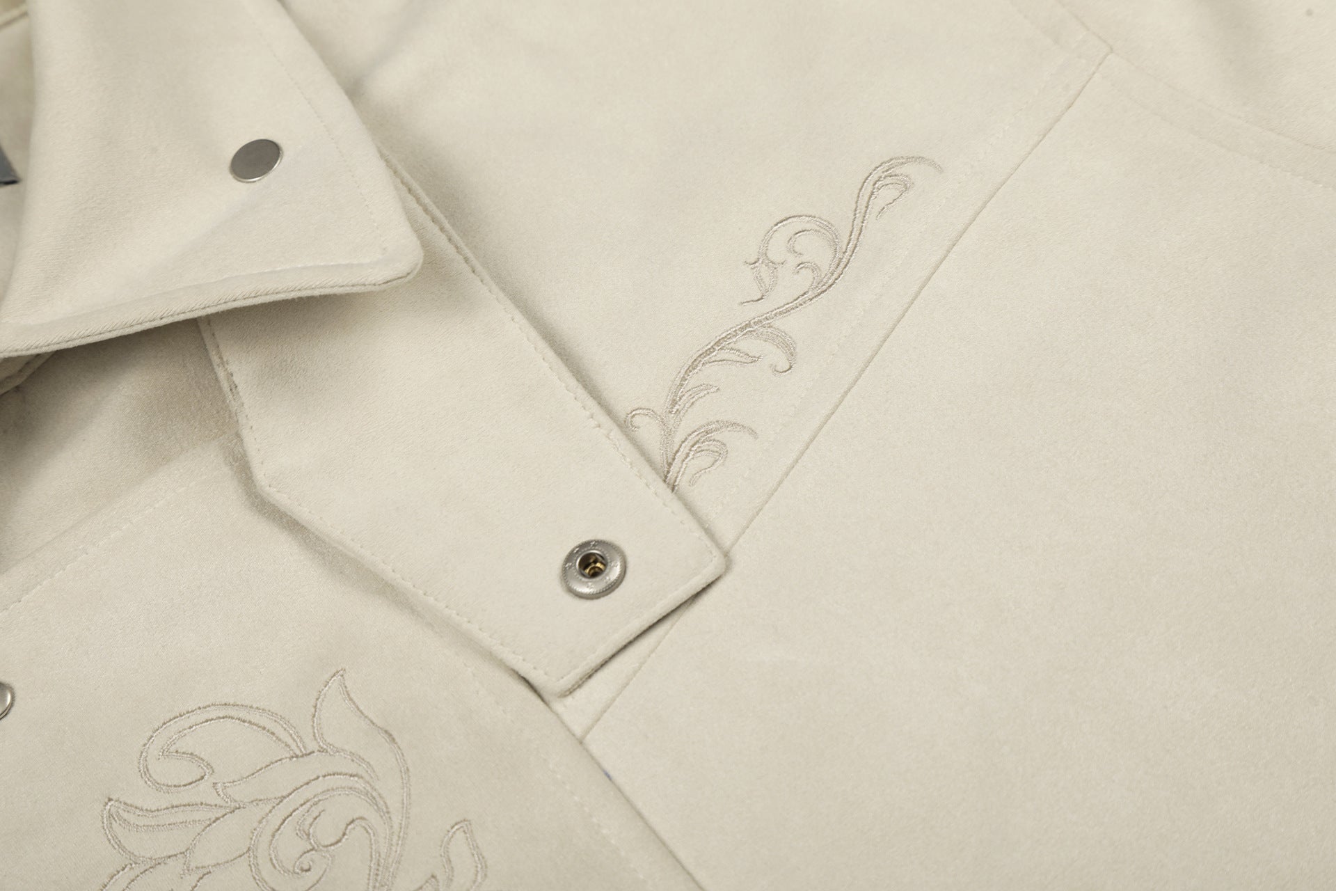 Veste en daim à fermoirs brodés – Style vintage américain Detroit pour homme
