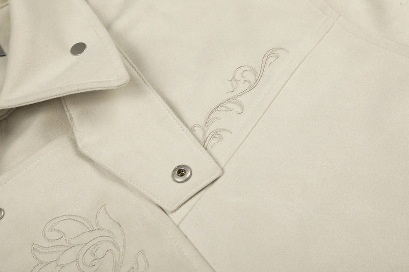 Veste en daim à fermoirs brodés – Style vintage américain Detroit pour homme