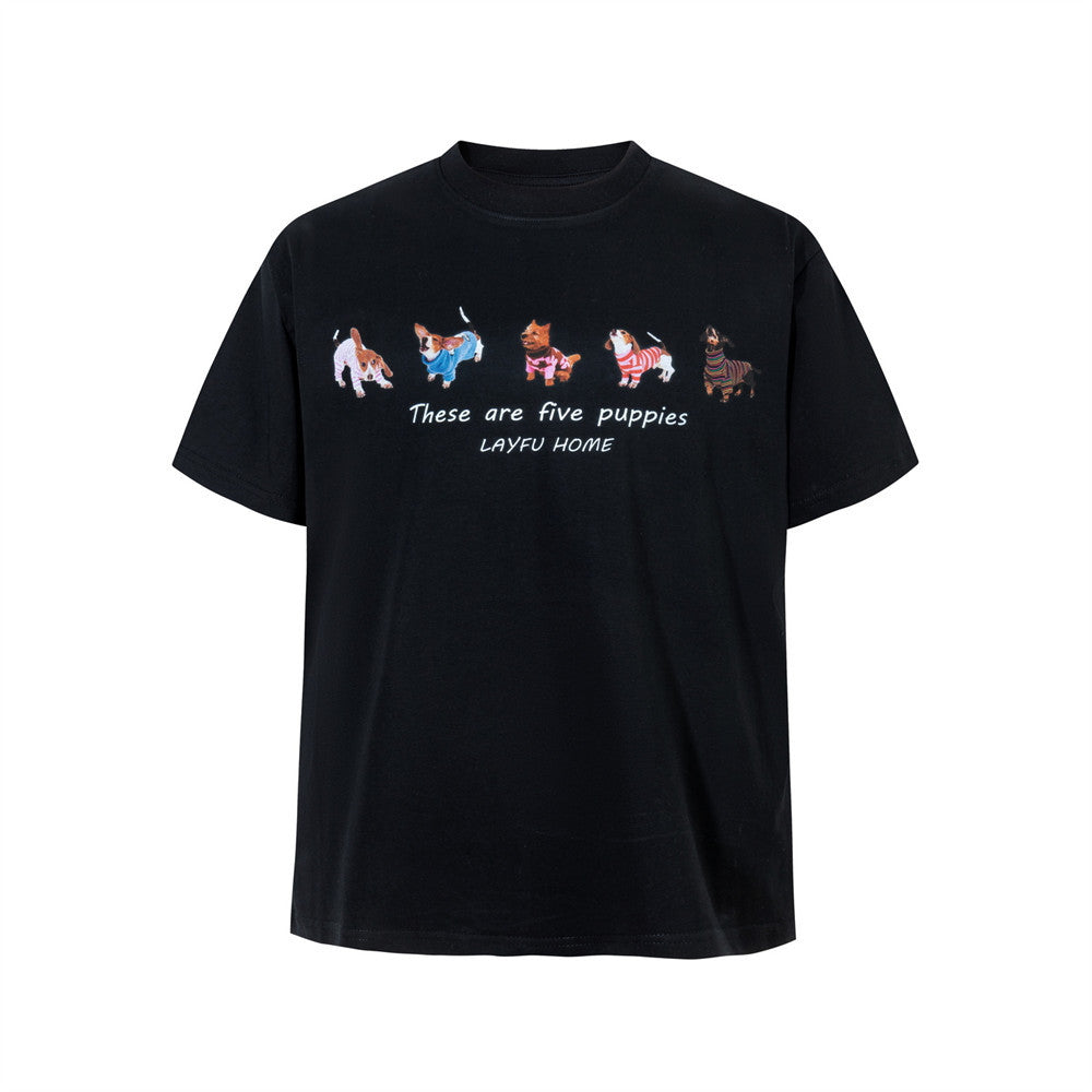 Five Puppies T-Shirt mit Motiv – Unisex-T-Shirt mit kurzen Ärmeln und Rundhalsausschnitt
