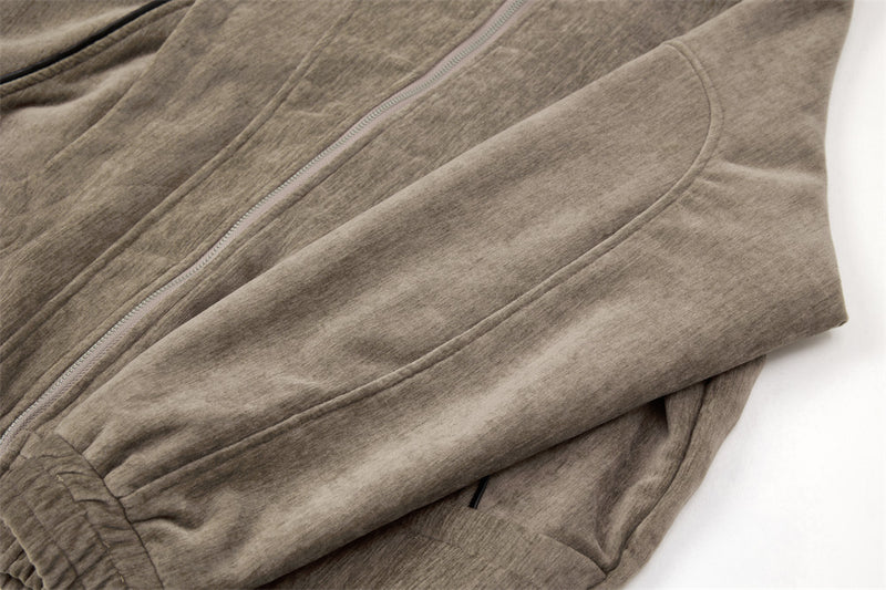 Blouson bomber homme en velours, col en similicuir et grandes poches