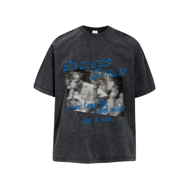 Endless Strum Graphic Acid Wash Oversized T-Shirt