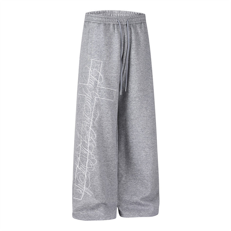 Wide-Leg Sweatpants with Cross Script Graphic Print
