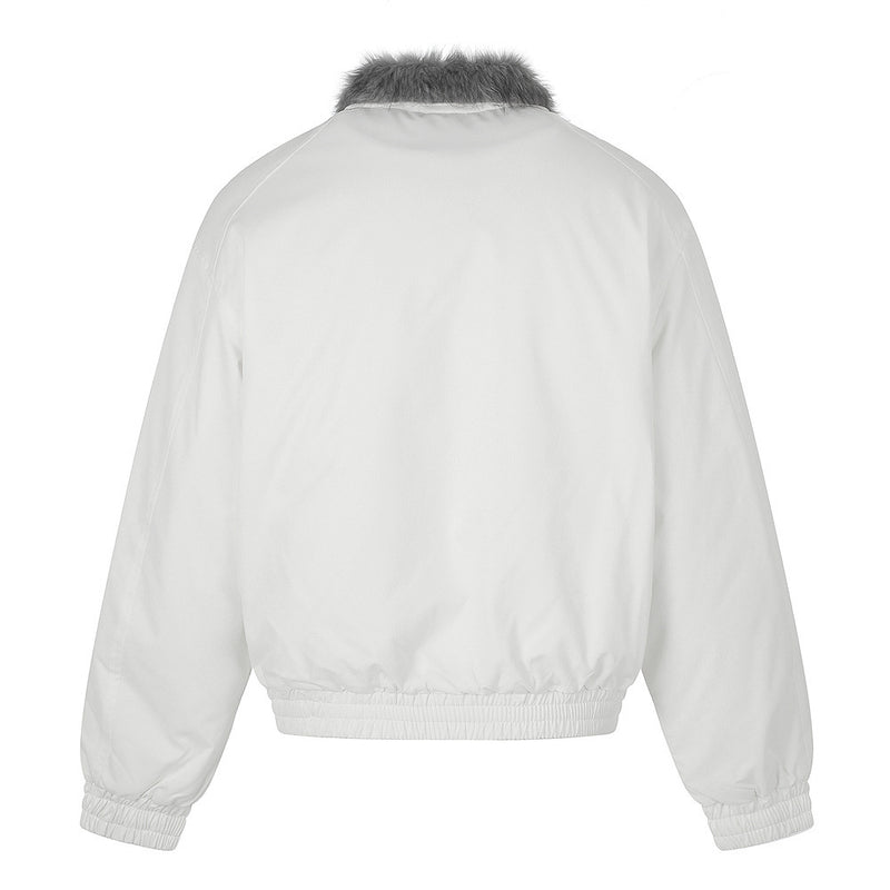 Faux Fur Collar Bomber Jacket – Men's Oversized Short Padded Coat