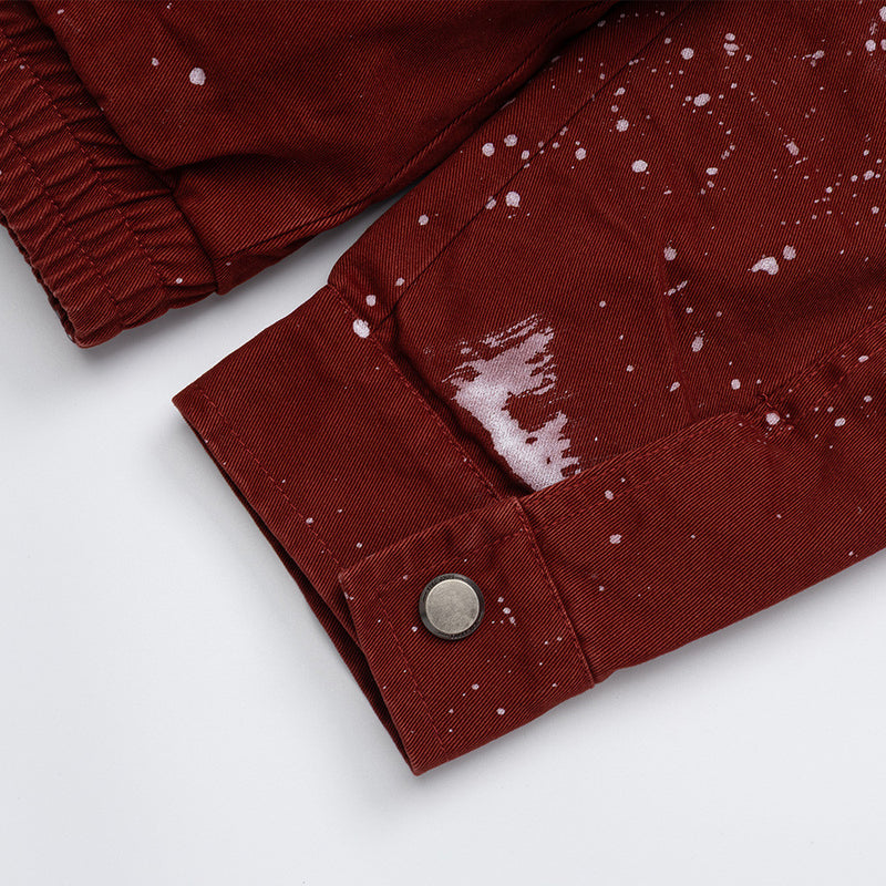 Paint Splatter Stand-Collar Jacket – Oversized Relaxed Fit