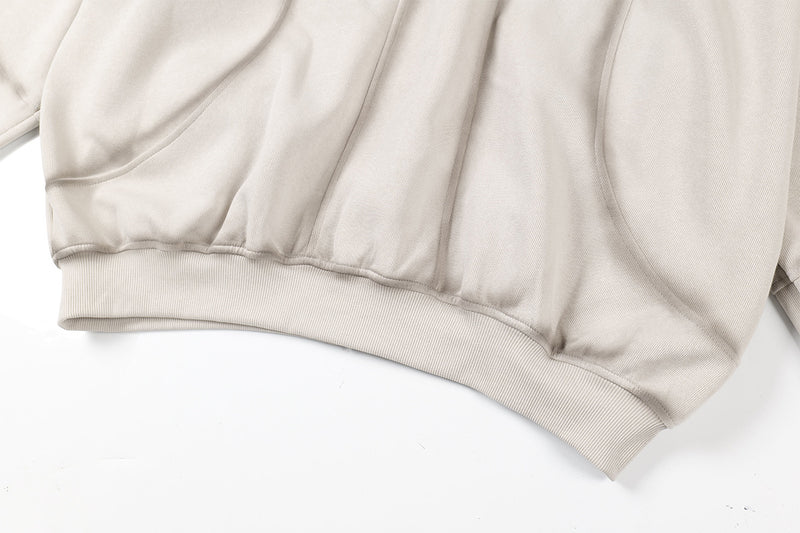 Sudadera de hombre con capucha y cremallera, paneles lavados y corte extragrande