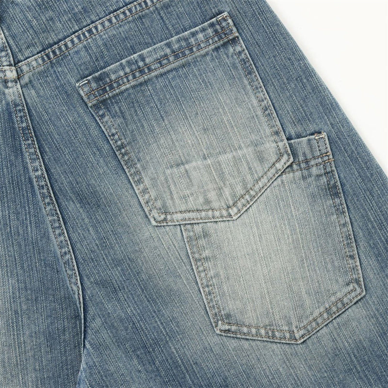 Light Blue Baggy Jeans Men – Vintage Wash Wide-Leg Denim with Punk Embroidery
