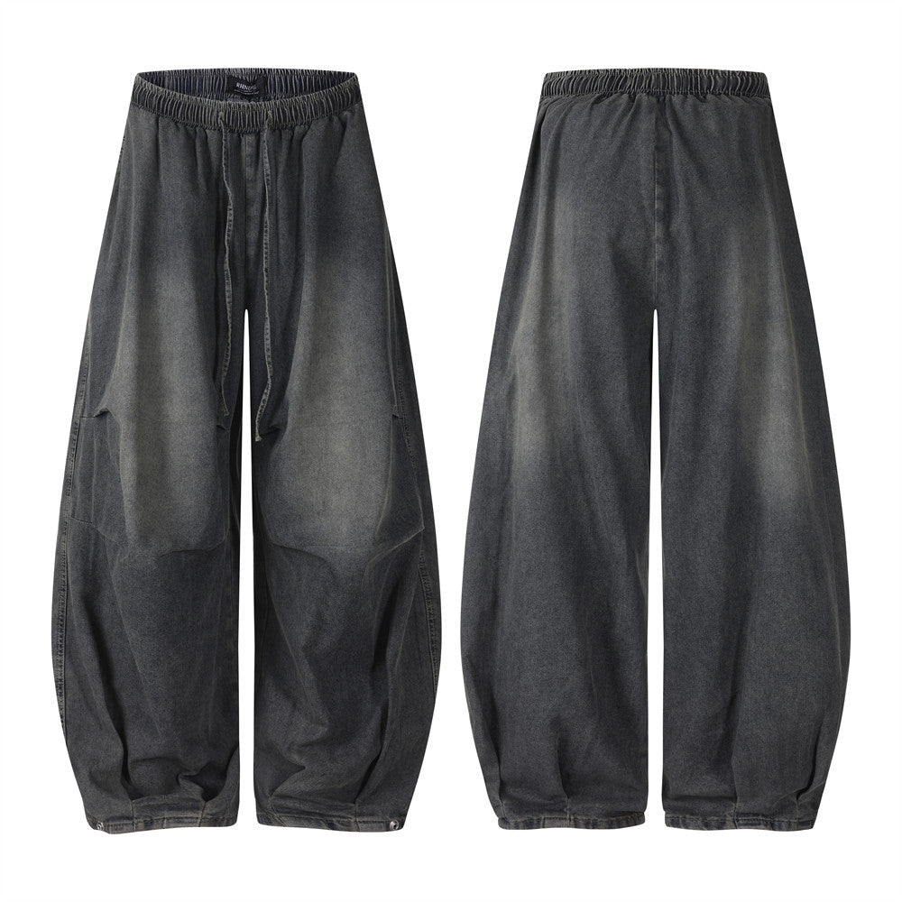 Wide-Leg Balloon Jeans – Acid-Washed Vintage Parachute Silhouette