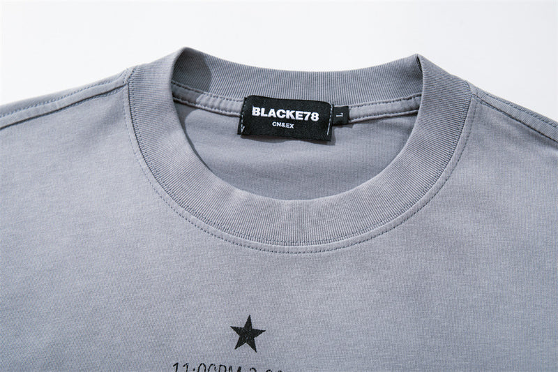 Galloping Horse Graphic Long-Sleeve T-Shirt — Vintage Washed Mock-Neck