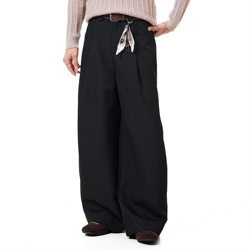 Herrenhose mit weitem Bein und Bundfalten – Loose Fit, unifarben