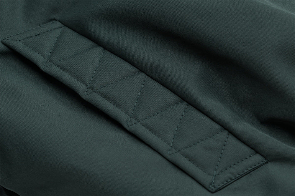 Blouson bomber homme à col en fourrure – Broderies papillons et manches froncées