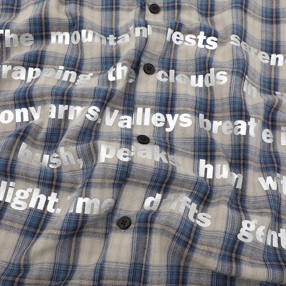 Oversized Plaid Short-Sleeve Shirt with Letter Print