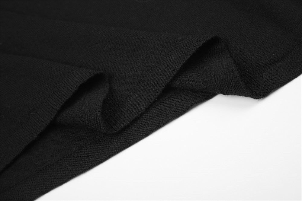 T-shirt homme noir à manches longues et col rond avec poignets évasés