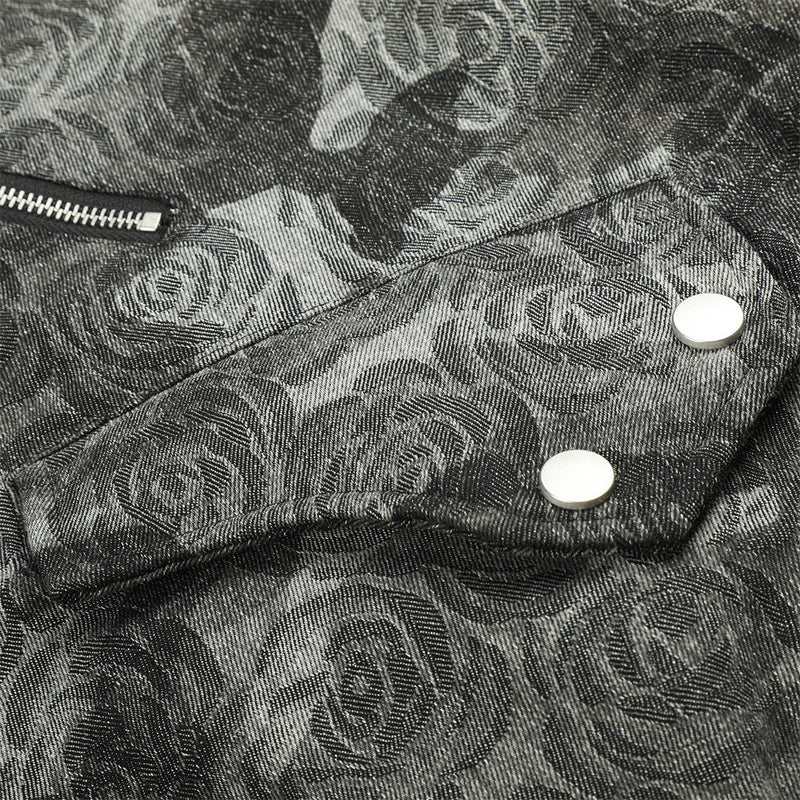 Rose Camo Bomber Jacket with Faux Fur Hood Collar and Cross Back Patch
