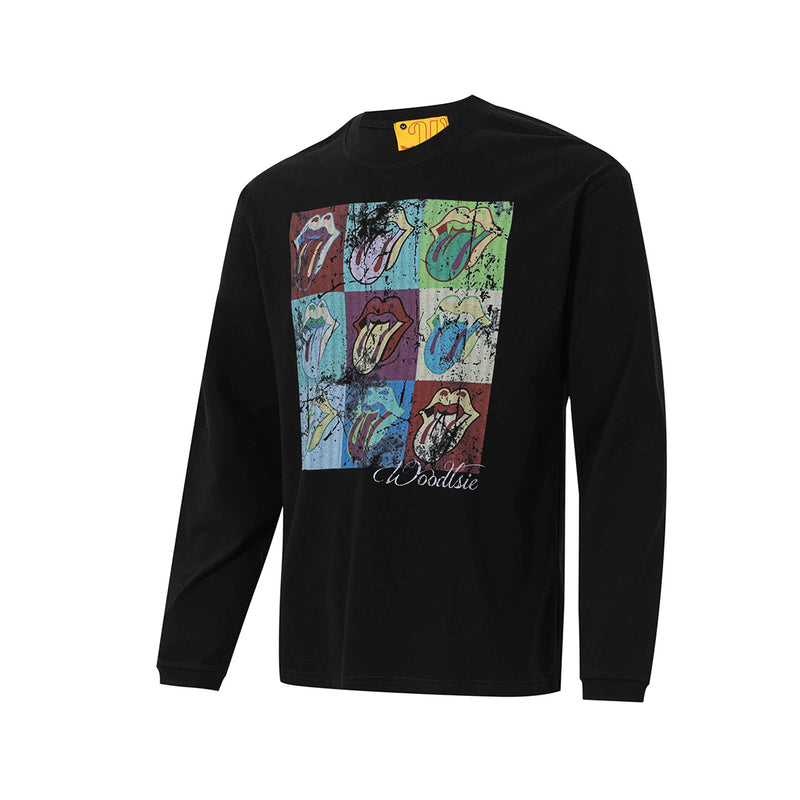 T-shirt manches longues graphique avec imprimé rétro pop art de langue
