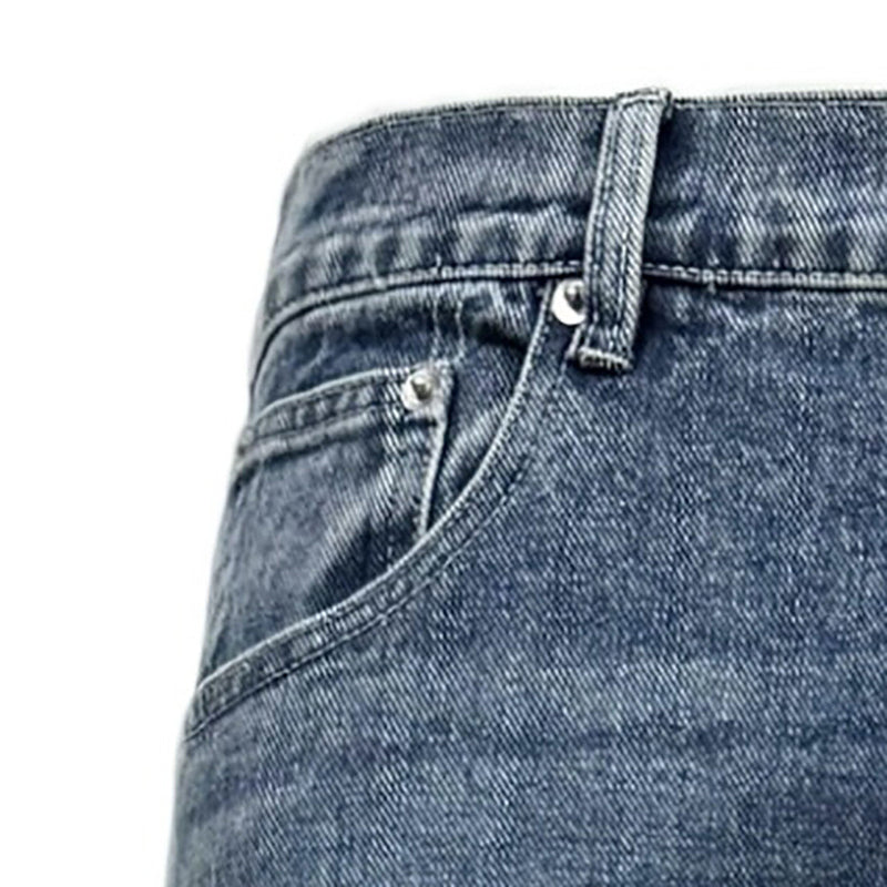 Multi-Pocket Cargo Denim Jeans – Wide Leg Straight Fit, Washed Blue