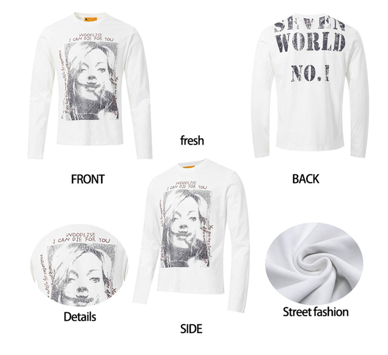 Langarmshirt mit Grafikprint, Street-Rock-Porträt und Rundhalsausschnitt