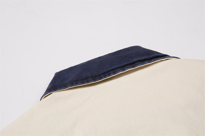 Men's Canvas Workwear Zip Jacket with Contrast Corduroy Collar