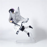 This 15cm Demon Slayer Shinobu Kocho Action Figure by Demon Slayer features a dynamic pose. With a black and white patterned cape, black clothing, and a purple butterfly hair accessory on a clear stand, it&