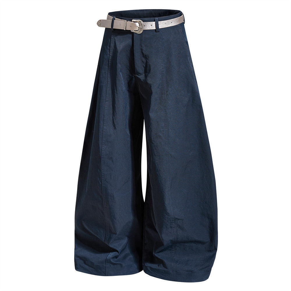 Wide-Leg Barrel Trousers with Belt – High-Waist Oversized Curved Pants