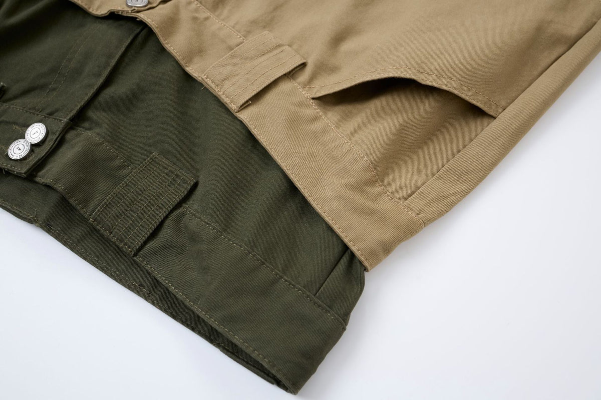 Baggy Khaki Cargo Pants – Double Waist Wide-Leg Balloon Trousers with Cross