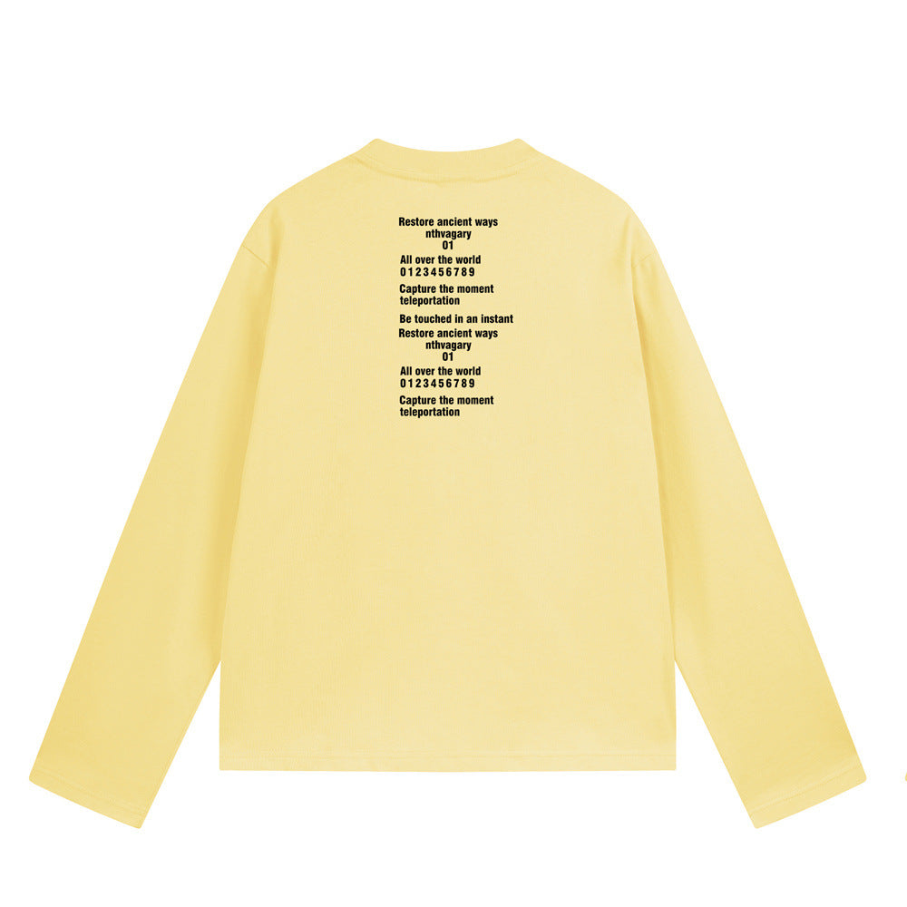 Long Sleeve Crewneck T-Shirt – Oversized Fit with Letter Print, Men's Streetwear
