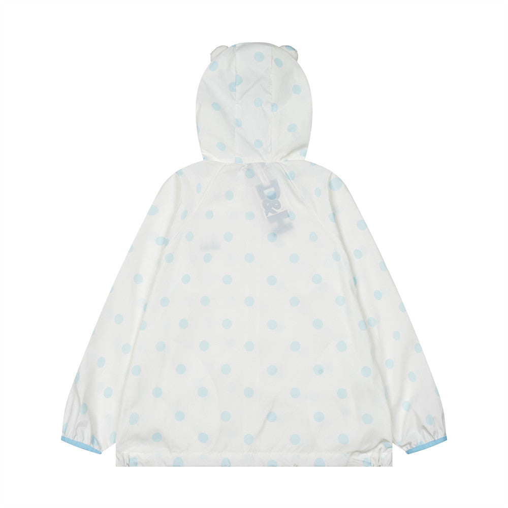 Polka Dot Hooded Windbreaker Jacket – Unisex Oversized Lightweight Outdoor Coat