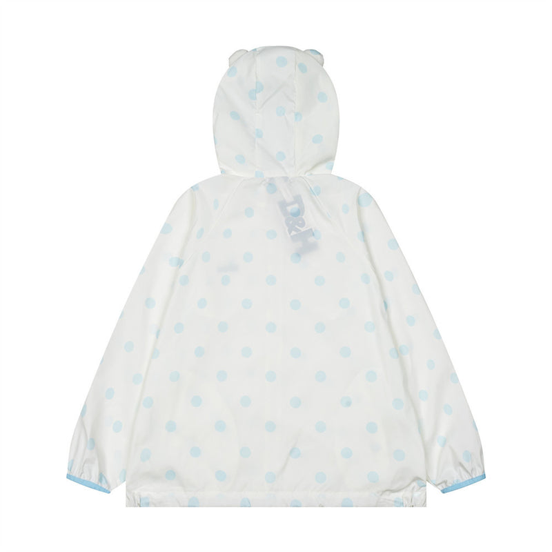 Polka Dot Hooded Windbreaker Jacket – Unisex Oversized Lightweight Outdoor Coat