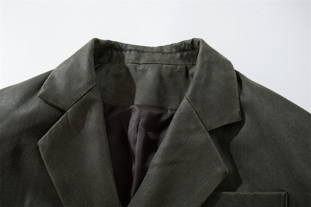 Veste blazer homme casual chic – Fermeture à boucle métallique gris-vert