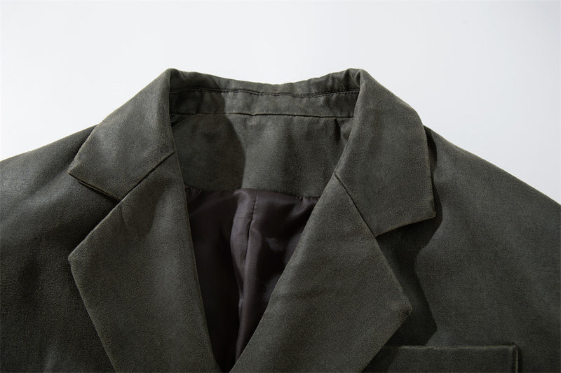 Veste blazer homme casual chic – Fermeture à boucle métallique gris-vert
