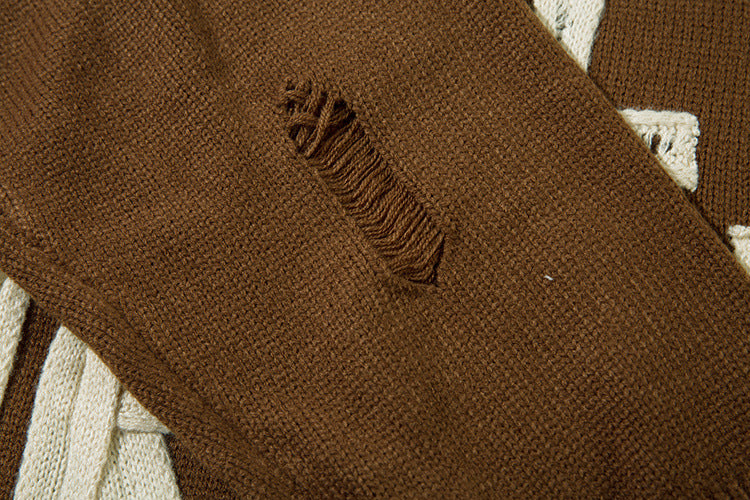 Pull en maille effet usé Agent Orange – Col rond oversize