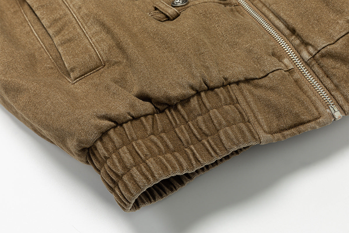 Military Napoleon Button Padded Jacket – Vintage Washed Court-Style Bomber