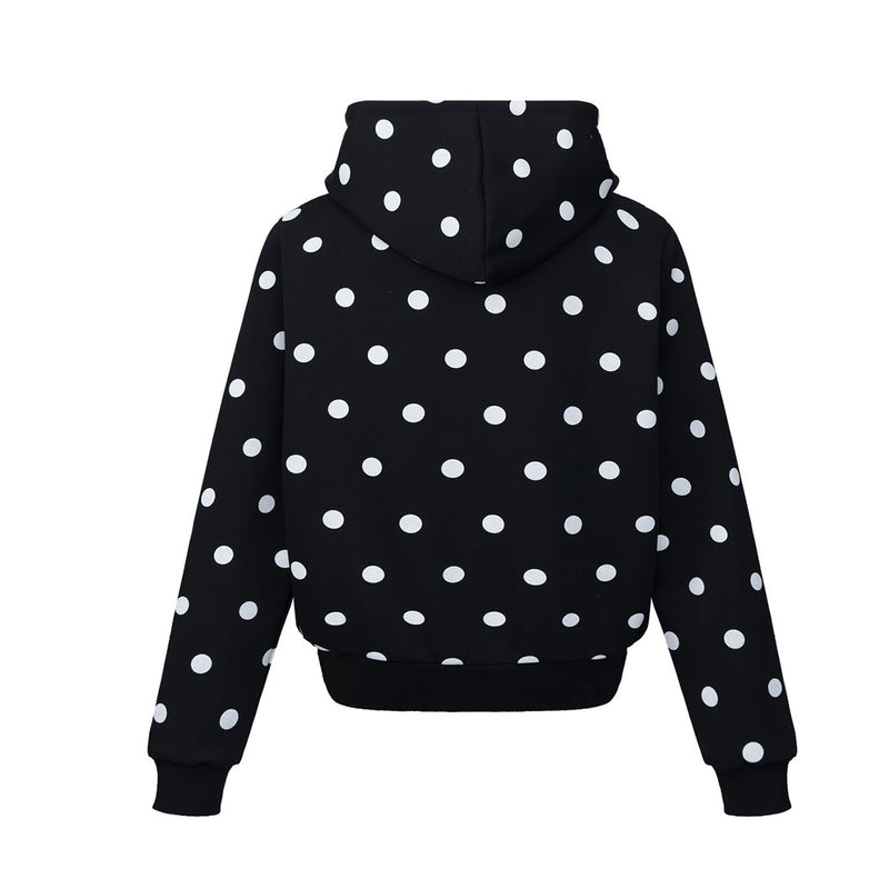 Sweat à capuche zippé à pois avec ailes d’ange et capuche oversize
