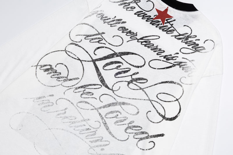 T-shirt graphique à manches longues et col rond – Photo imprimée d’un groupe rétro