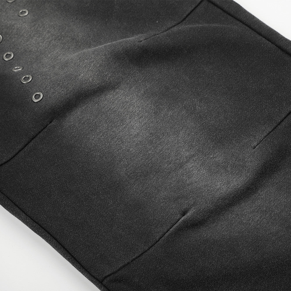 Pantalon de survêtement ample à œillets métalliques, finition délavée à l’acide & ourlet brut