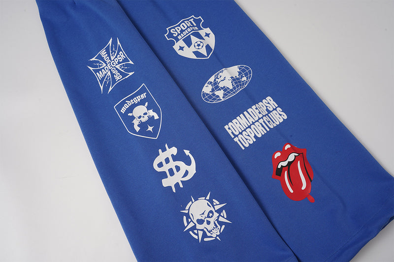 Wide-Leg Graphic Sweatpants – Streetwear Patch Print, Washed Finish