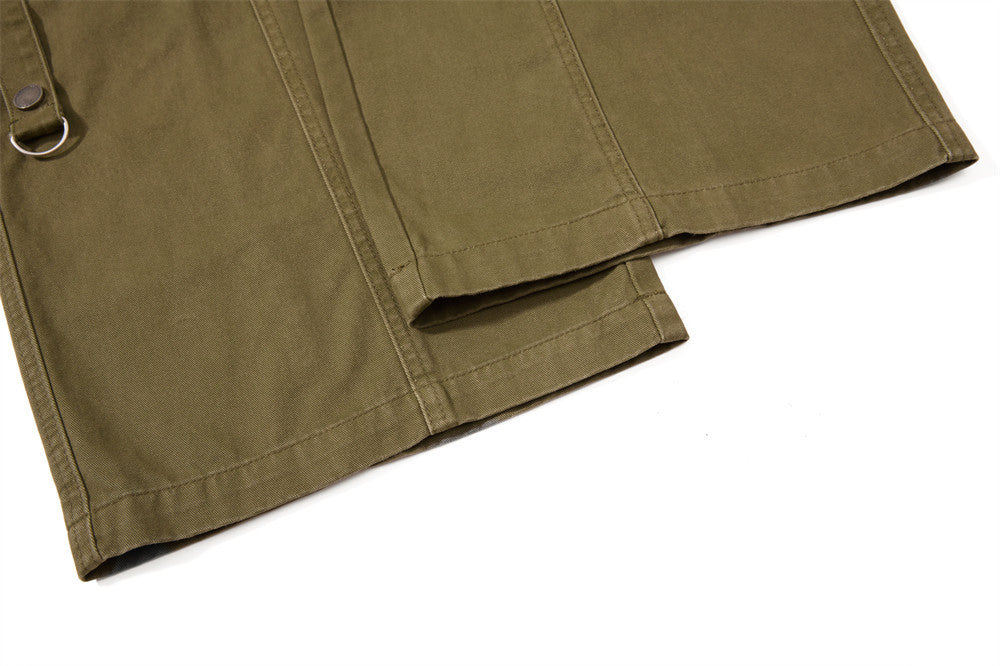 Wide-Leg Cargo Pants – Punk Streetwear Deconstructed Multi-Pocket Trousers