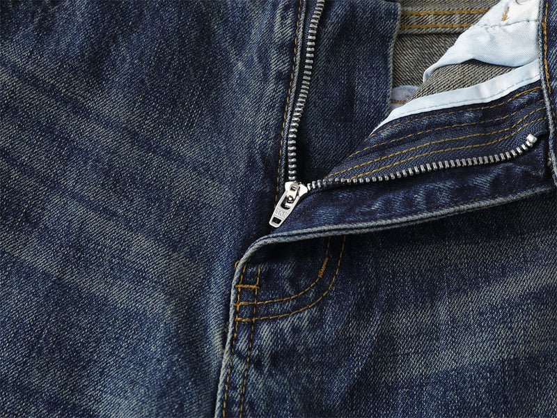 Wide-Leg Distressed Baggy Jeans – Men's Washed Vintage Straight-Cut Denim